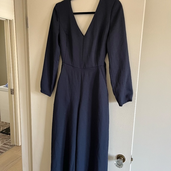 Aritzia Wilfred Écoulement Long-Sleeve Jumpsuit Tie Waist Blue / Navy - Picture 10 of 13